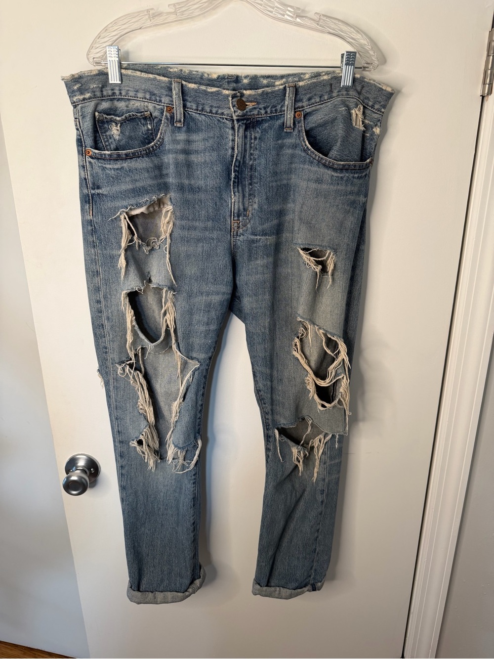 Denim & Supply Ralph Lauren Light Blue Denim Jeans with Leather Patch